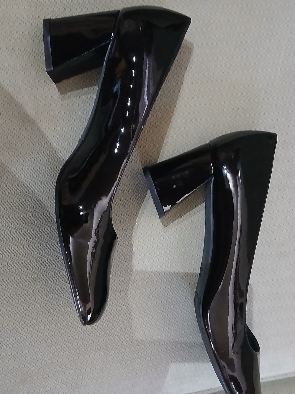 Stuart Weitzman Black Patent Block Heel Pumps - Women Size 11